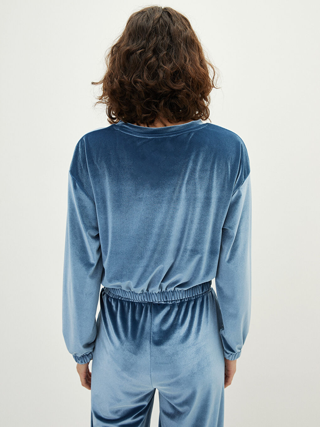 Crew Neck Regular Long Sleeve Velvet Women's Sweatshirt-4