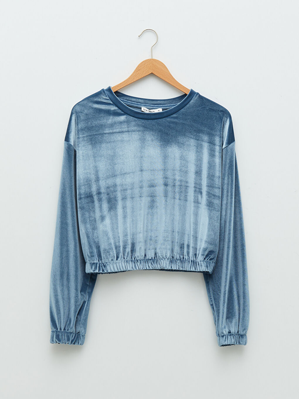 Crew Neck Regular Long Sleeve Velvet Women's Sweatshirt-5
