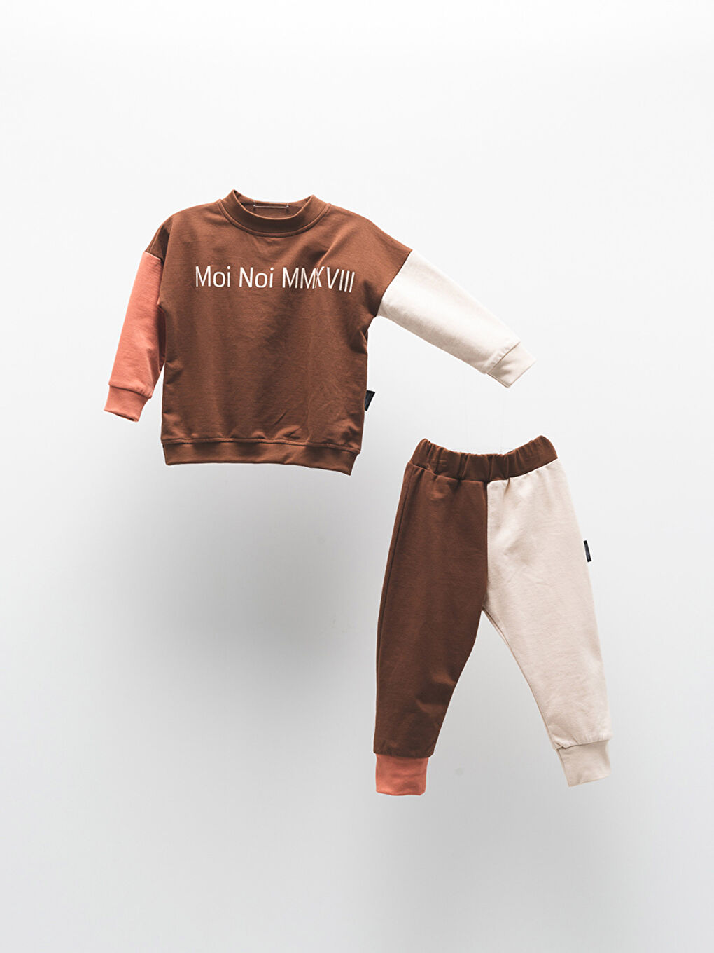 Crew Neck Patterned Long Sleeved Unisex Baby Sweatshirt and Sweatpants 2-Pack Set-2