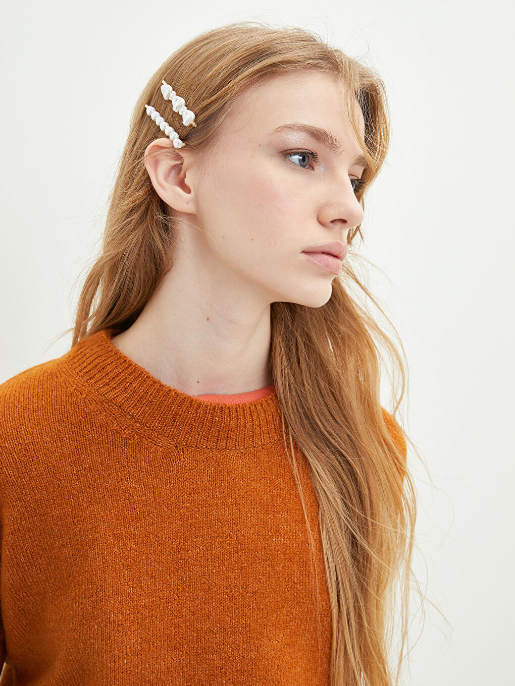 Sarı Bisiklet Yaka Düz Uzun Kollu Kadın Triko Kazak-2