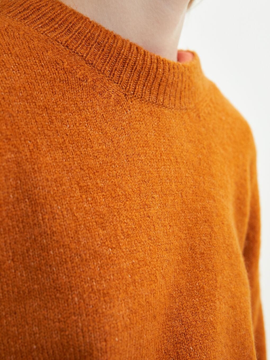 Sarı Bisiklet Yaka Düz Uzun Kollu Kadın Triko Kazak-3