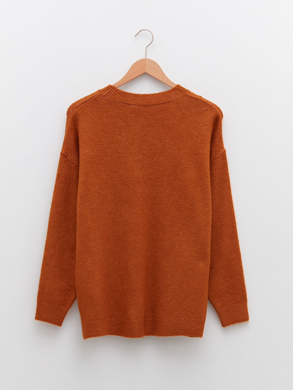 Sarı Bisiklet Yaka Düz Uzun Kollu Kadın Triko Kazak-7