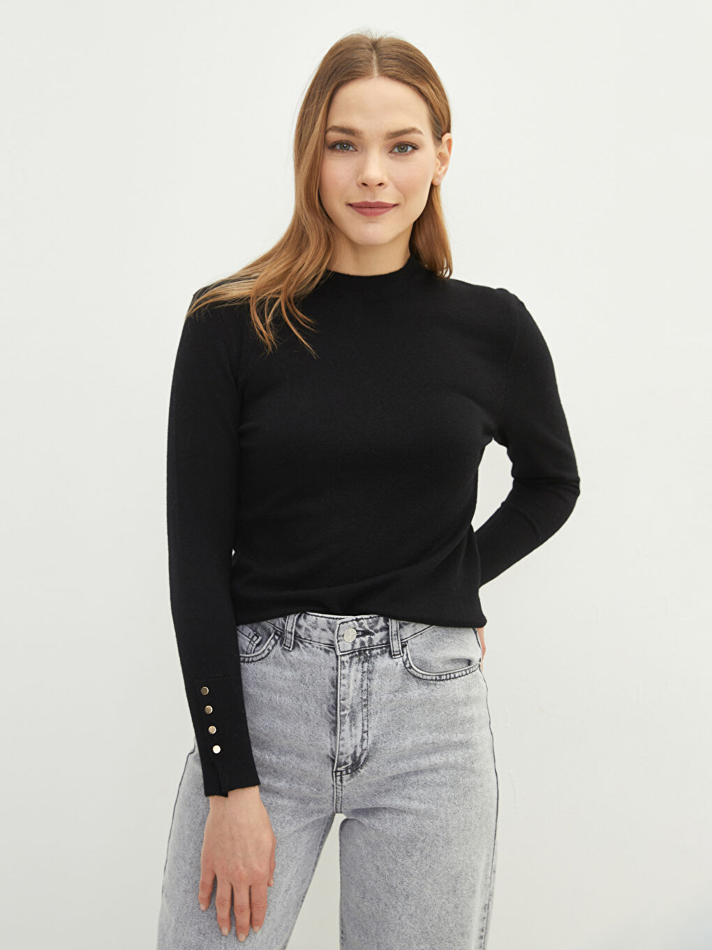 LCW Modest Funnel Neck Women's Knit Sweater -W1MD38Z8-RQN