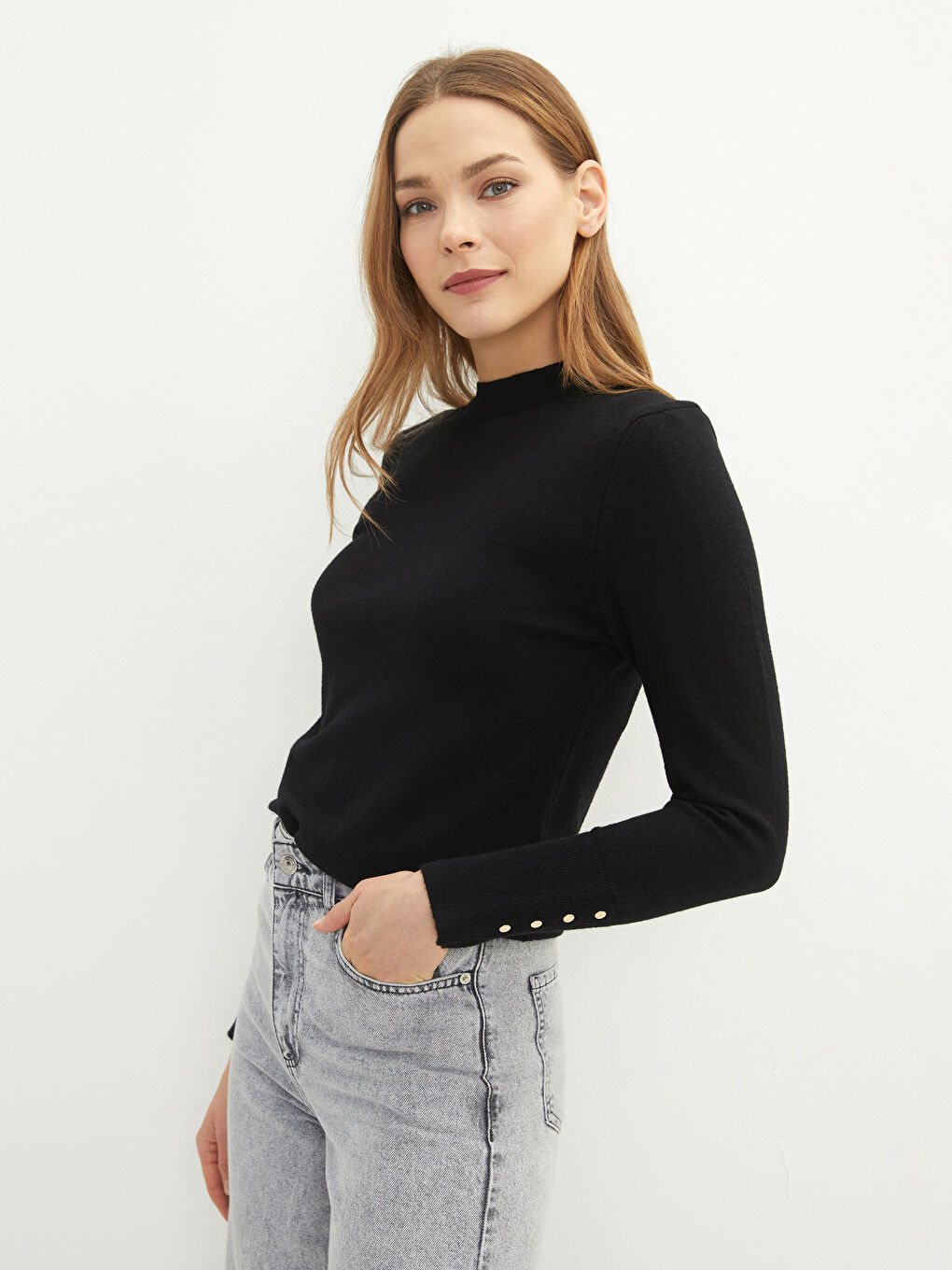 LCW Modest Funnel Neck Women's Knit Sweater -W1MD38Z8-RQN