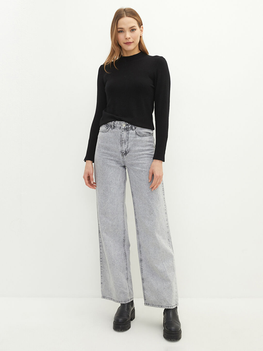 LCW Modest Funnel Neck Women's Knit Sweater -W1MD38Z8-RQN