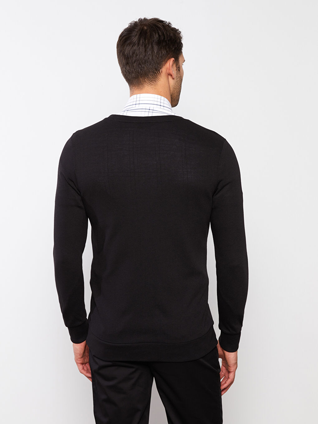 Siyah Standart Kalıp V Yaka Uzun Kollu Erkek Hırka-4