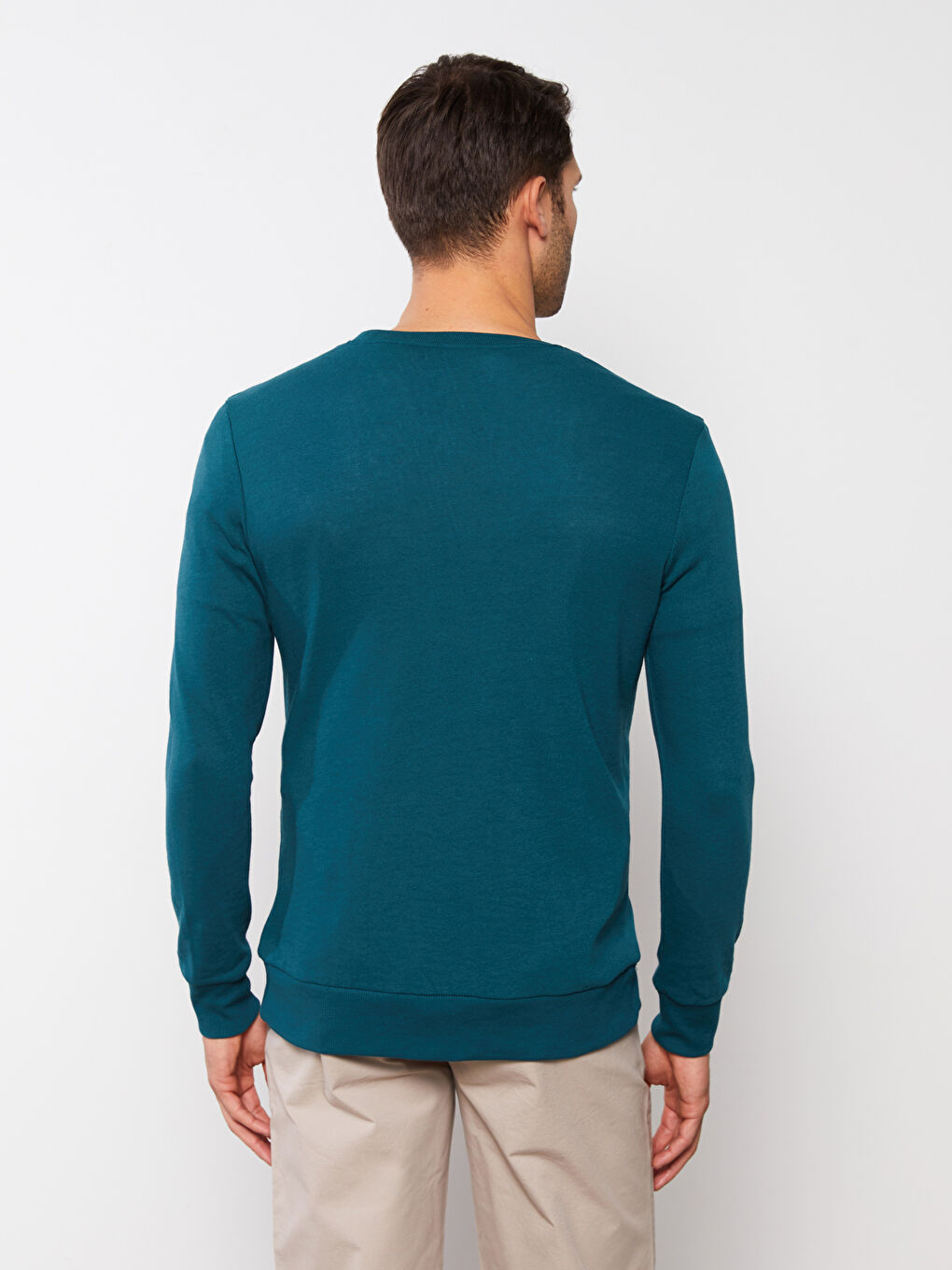 Petrol Standart Kalıp V Yaka Uzun Kollu Erkek Hırka-4