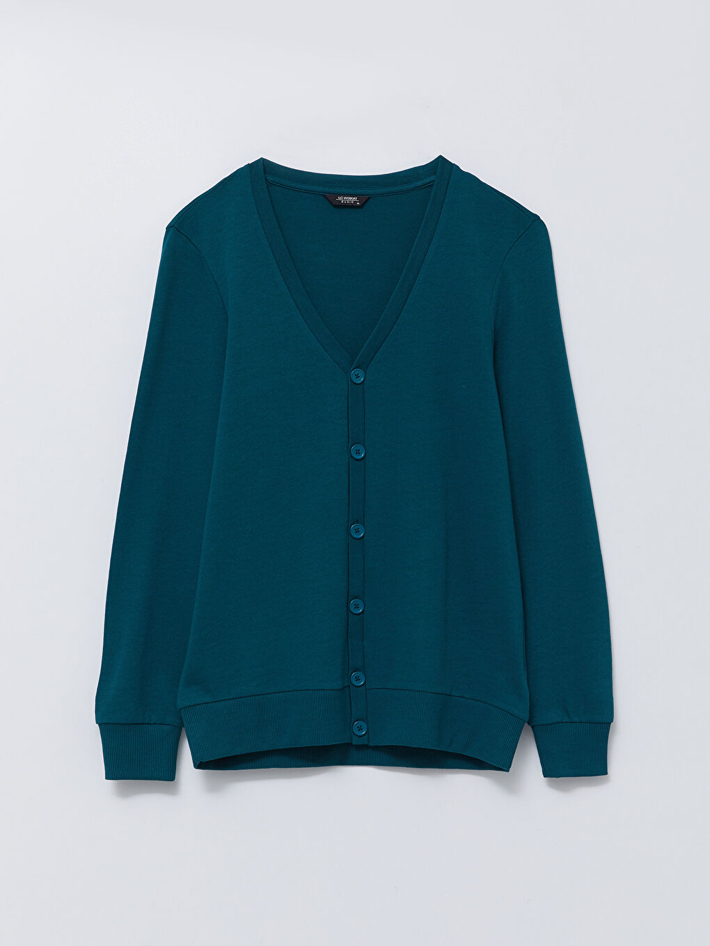 Petrol Standart Kalıp V Yaka Uzun Kollu Erkek Hırka-5