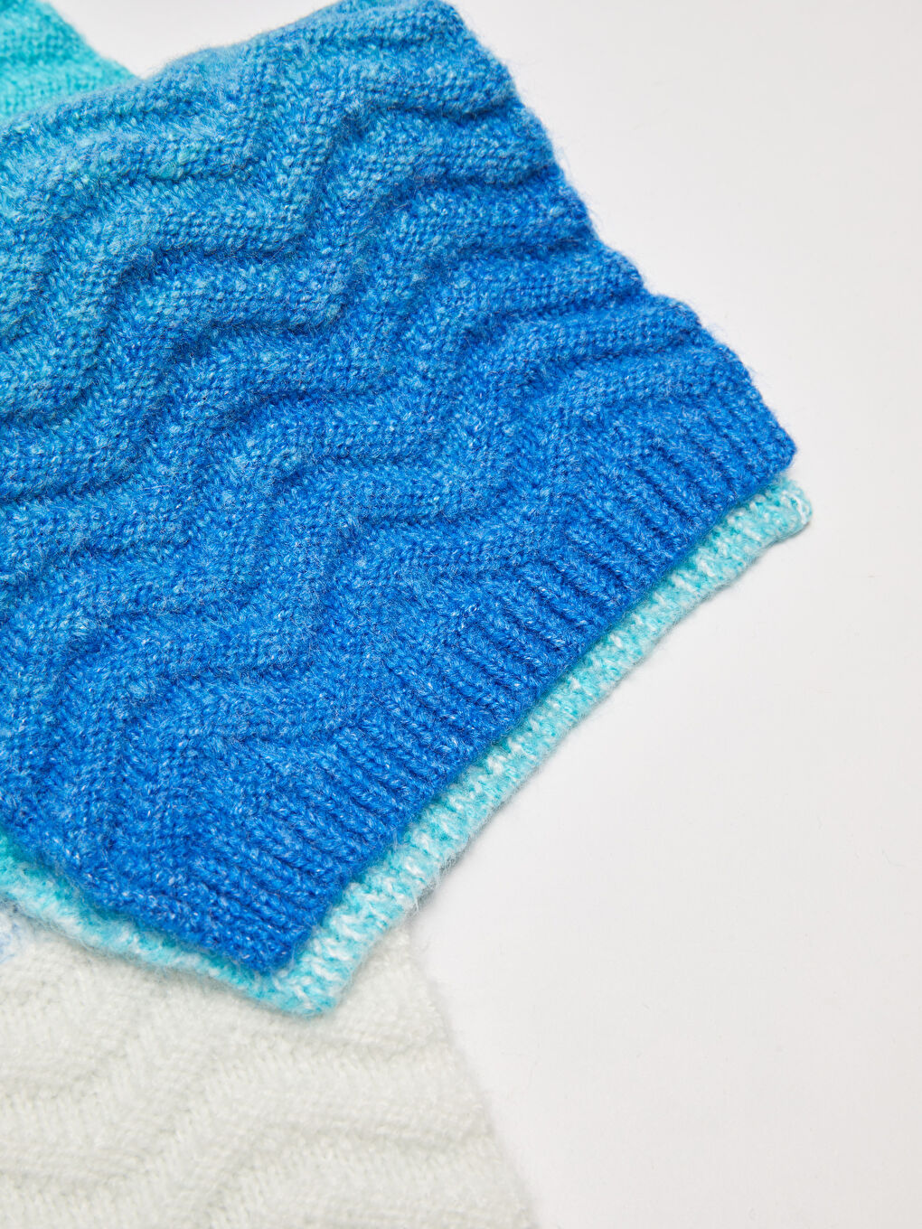 Ensemble Bonnet et Écharpe Fille en Tricot à Motif Bloc de Couleurs-3