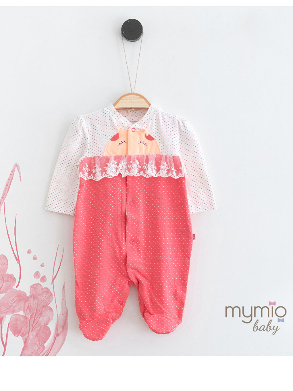 MYMIO Baby Crew Neck Long Sleeve Printed Cotton Baby Girl Rompers -W1ME58Z1-F2D