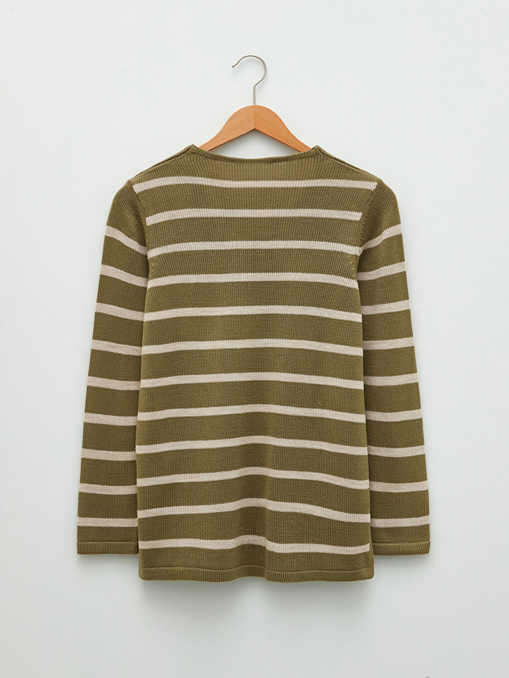 V-Ausschnitt Gestreift Langarm Damen Strickpullover-6