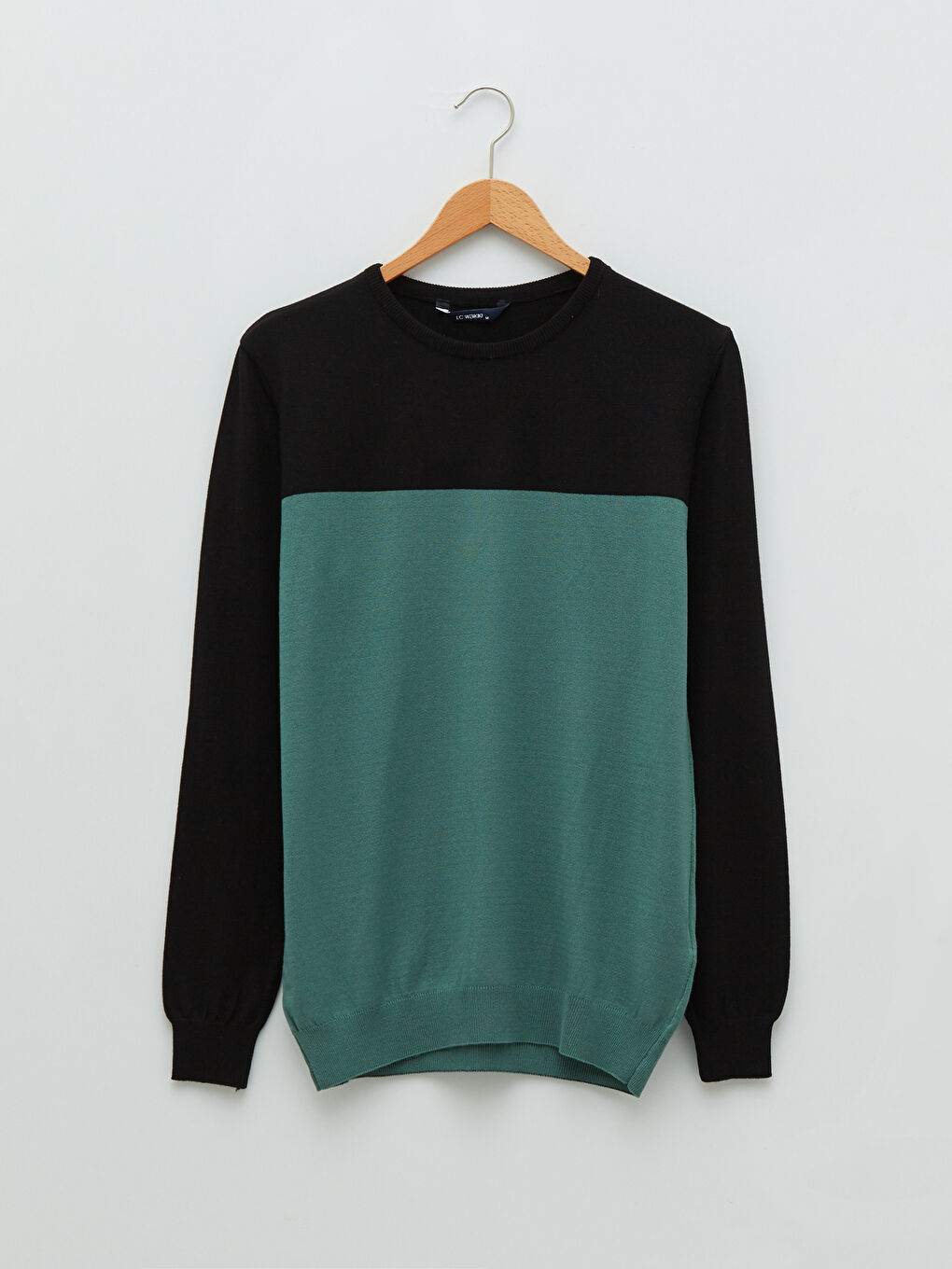 Crew Neck Long Sleeve Color Block Slim Men's Knitwear Sweater-5