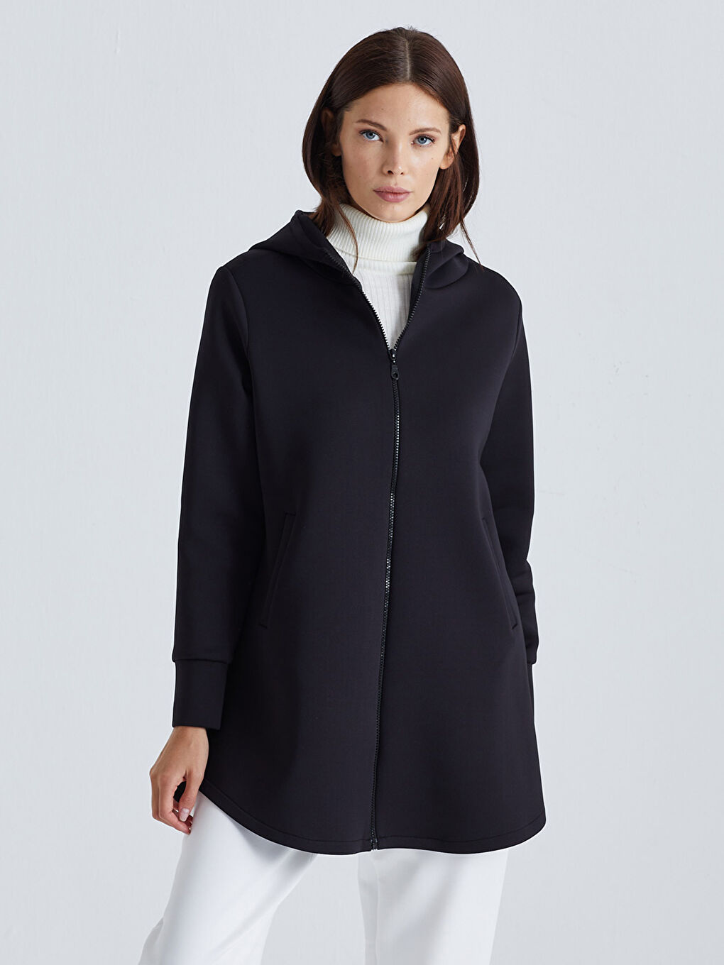 غطاء رأس سادة كم طويل قماش سكوبا للسيدات