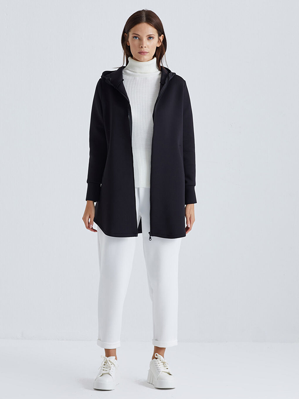 غطاء رأس سادة كم طويل قماش سكوبا للسيدات-2