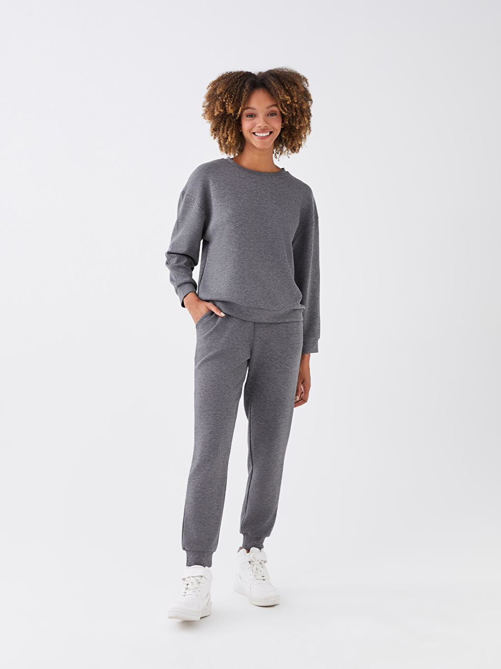 Women's Elasticated Waist Plain Jogger Sweatpants