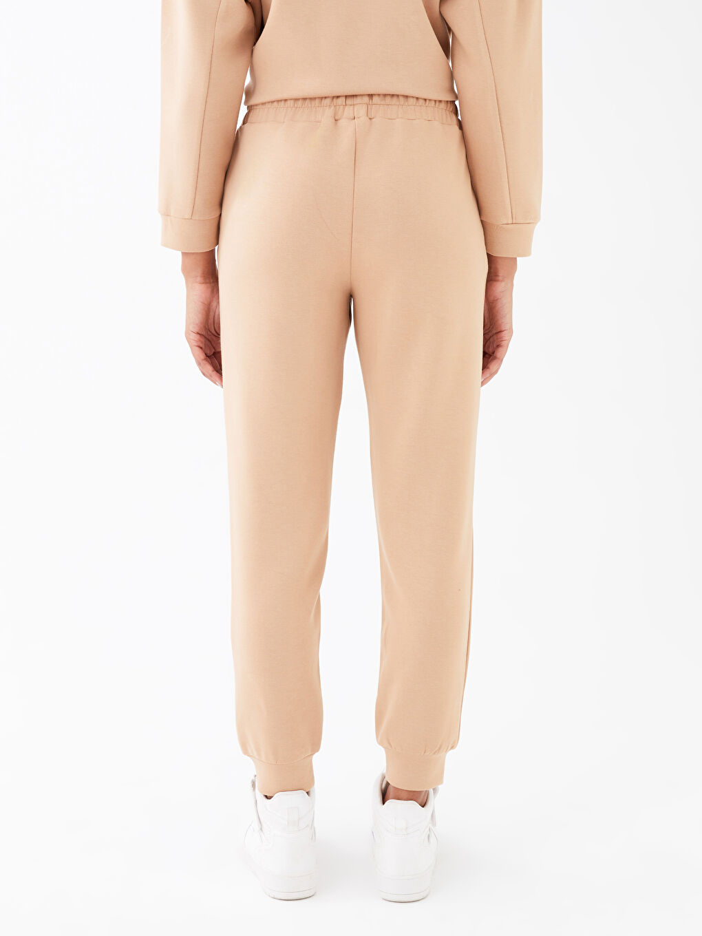 Women's Elasticated Waist Plain Jogger Sweatpants-4