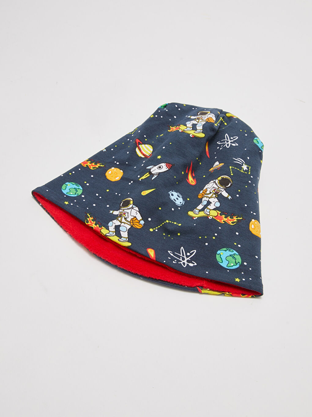 Lacivert Uzay Temalı Baskılı Erkek Çocuk Pamuklu Bere-1