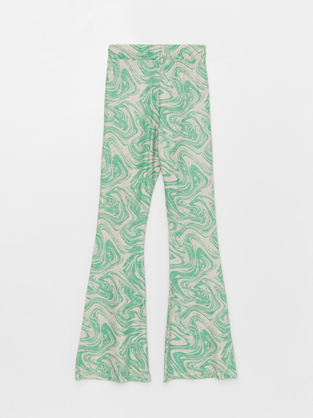 Yeşil Beli Lastikli Desenli Kadın Pantolon-6