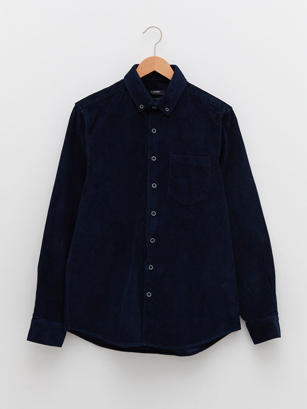 قميص رجالي كم طويل قطيفة عادي-5