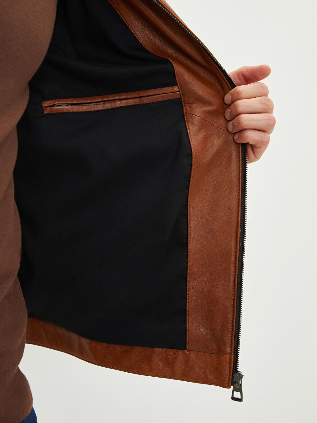 Kaput od kože za Muškarce sa Uspravnom Kragnom i Uzorkom-4