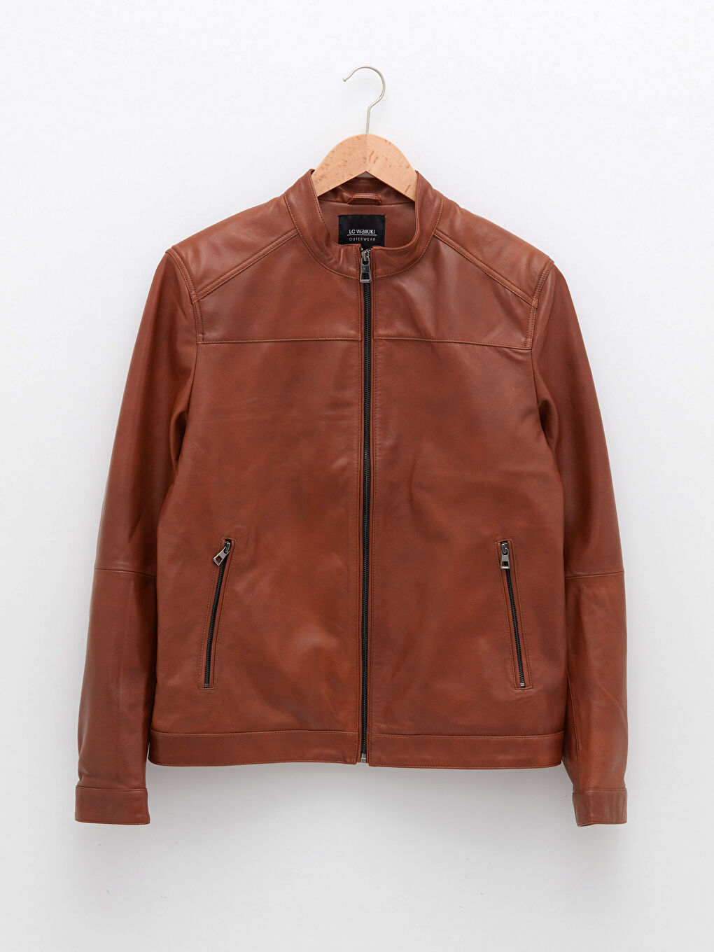 Kaput od kože za Muškarce sa Uspravnom Kragnom i Uzorkom-6