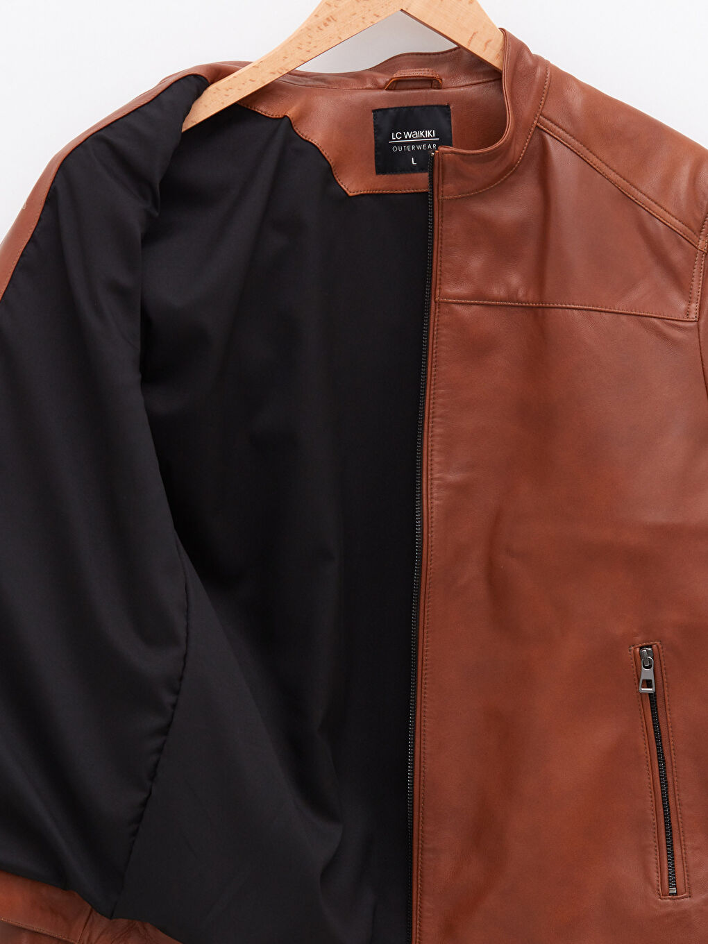 Kaput od kože za Muškarce sa Uspravnom Kragnom i Uzorkom-8