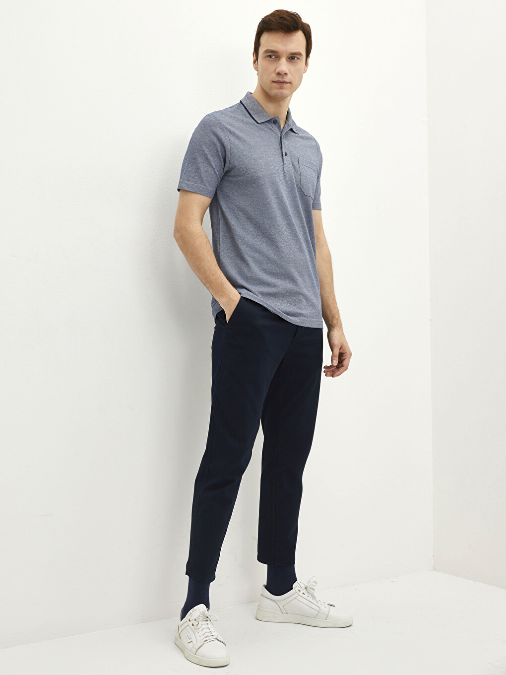 Polo Neck Short Sleeve Men's T-shirt-2