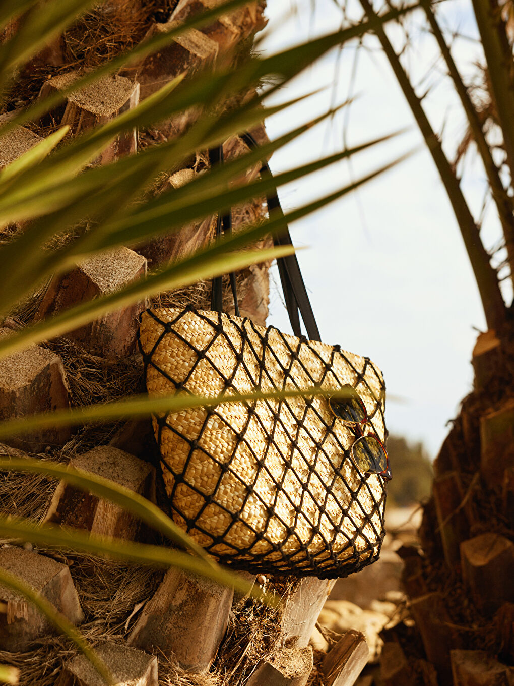 Mesh Detailed Women's Straw Bag -S1AK55Z8-CR8