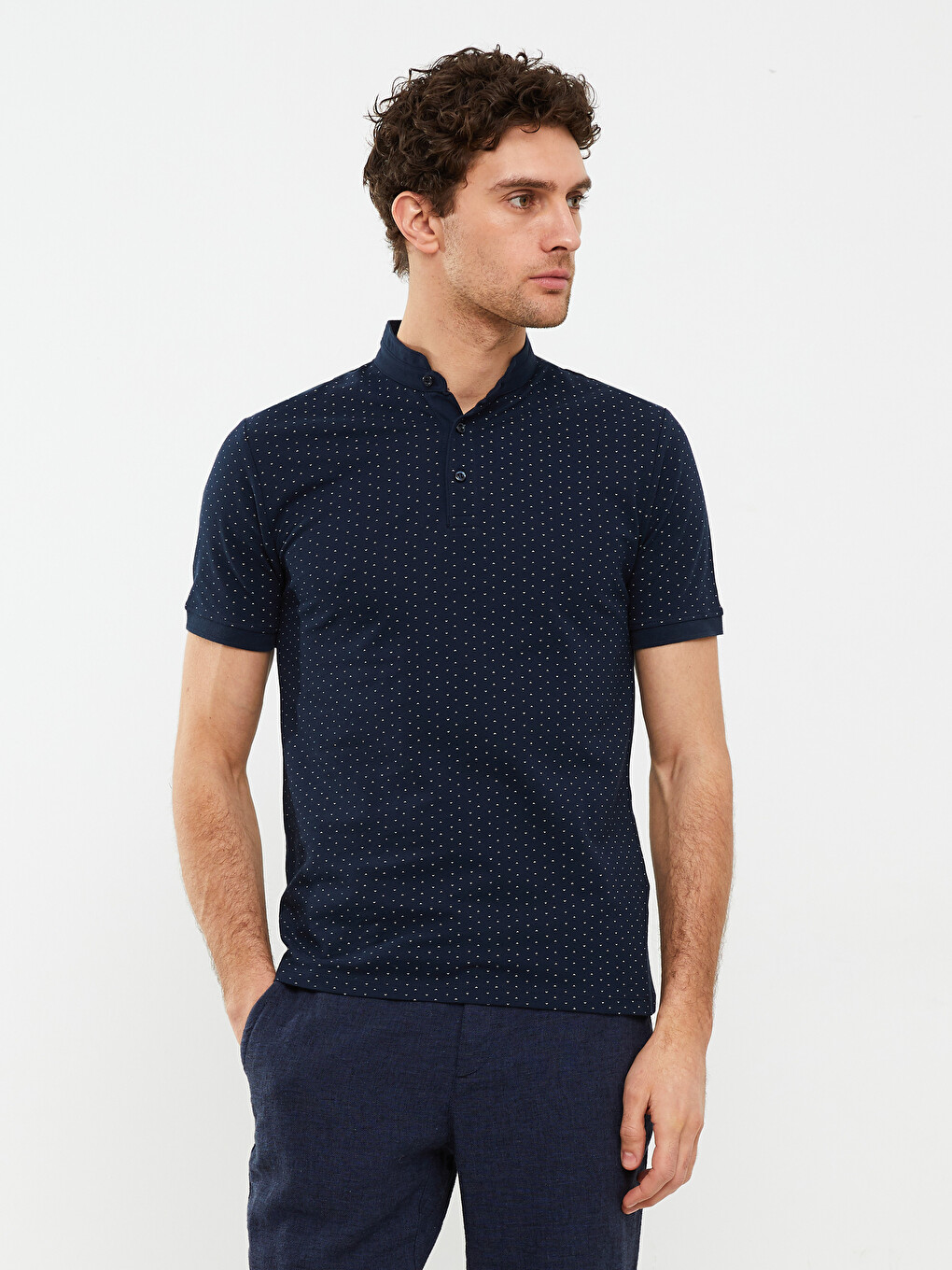 Grandad Collar Short Sleeve Men's T-shirt-1