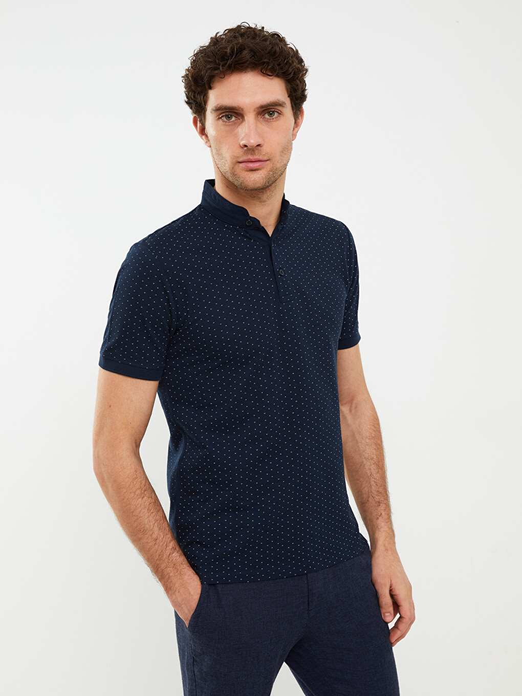 Grandad Collar Short Sleeve Men's T-shirt-2