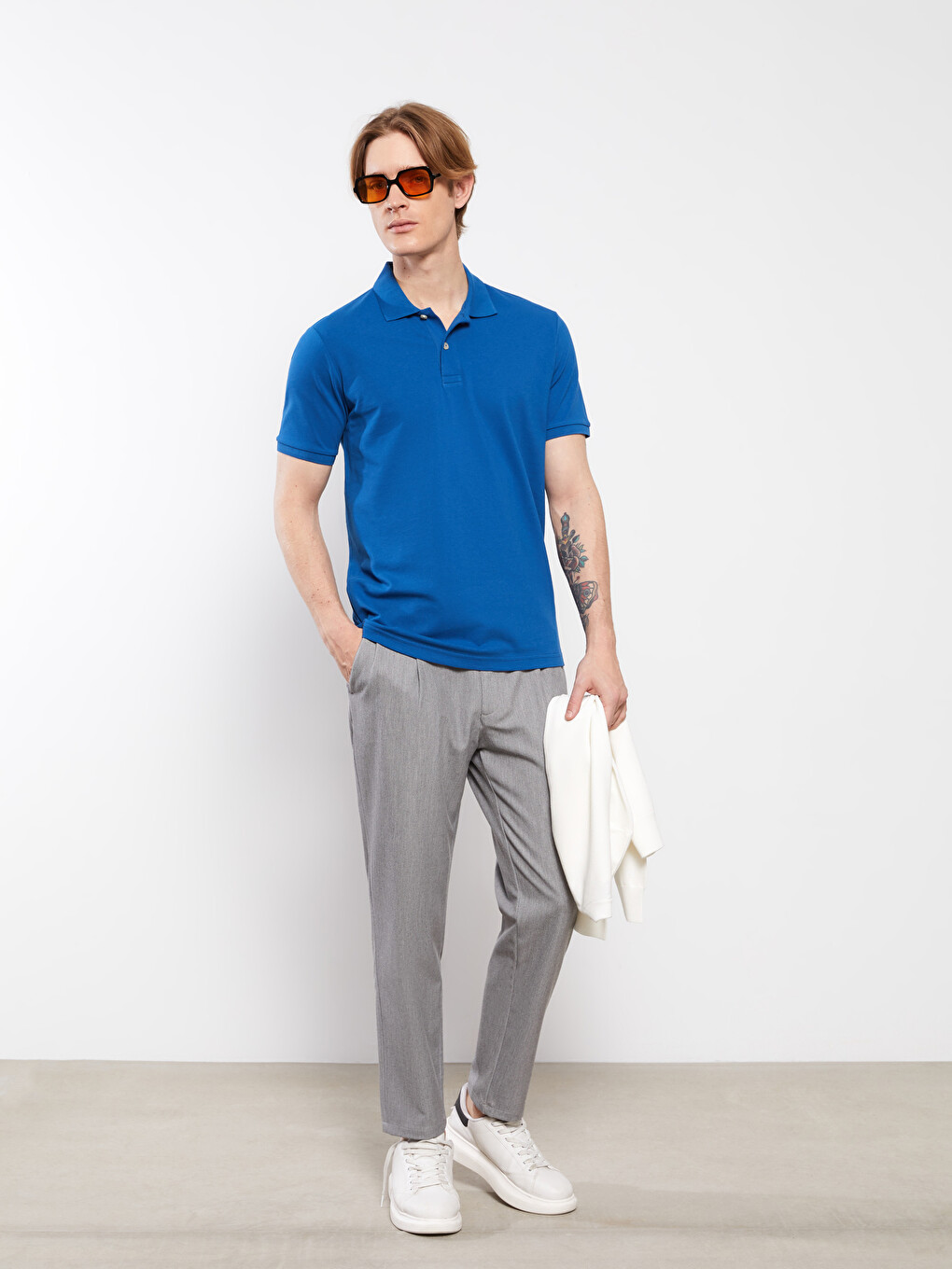 Polo Neck Short Sleeve Pique Men's T-shirt-3