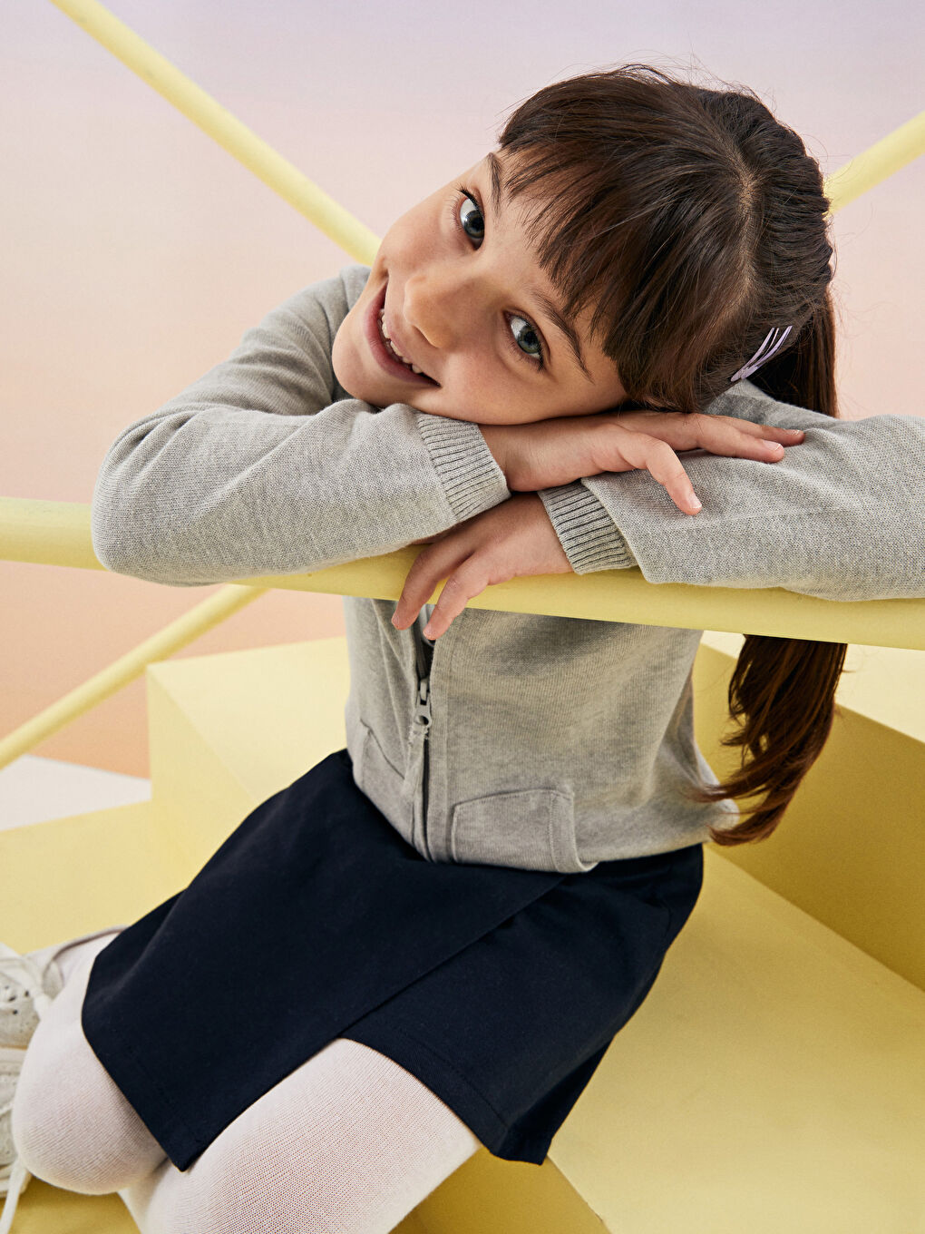 LCW Kids Basic Gabardine Girl Short Skirt -W11582Z4-HRC