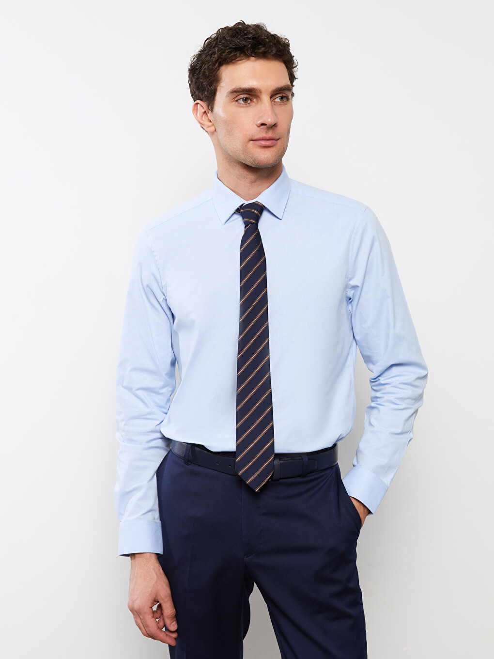 Slim Fit Long Sleeve Oxford Men's Shirt-1