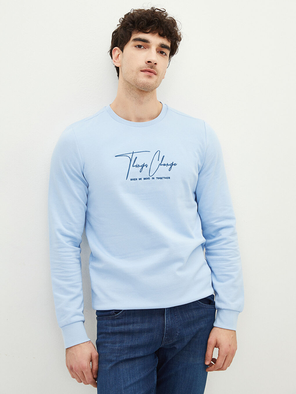 Ерлерге арналған ұзын жеңді кестеленген свитшот-1