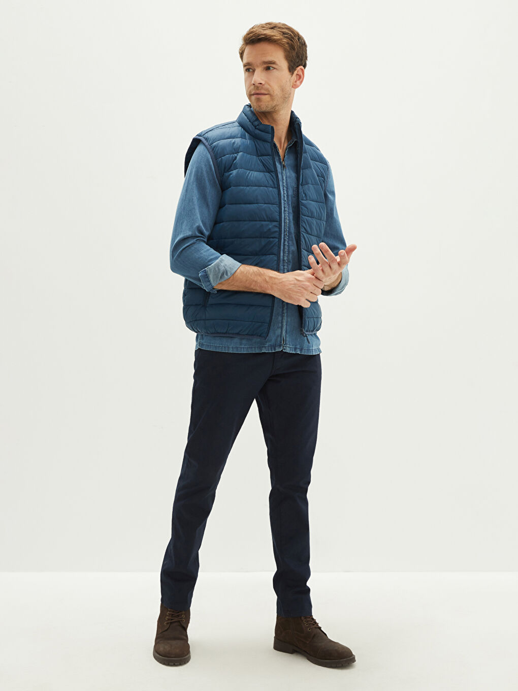 فيست سادة ياقة قمع عادي للرجال-2