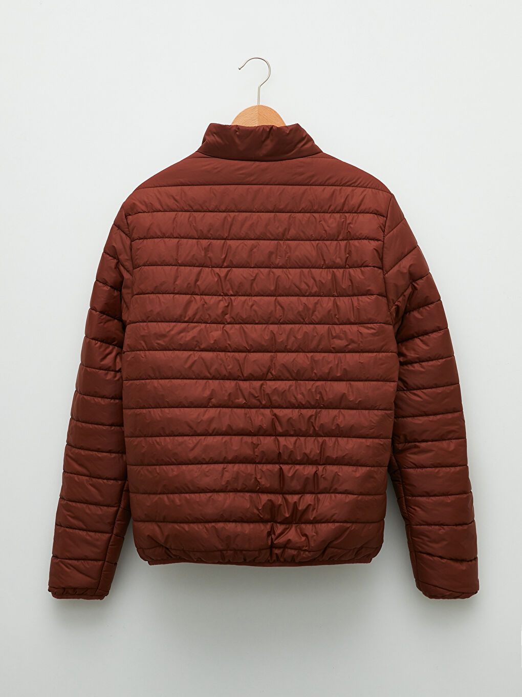 Kahverengi Standart Kalıp Dik Yaka İnce Erkek Şişme Mont-6