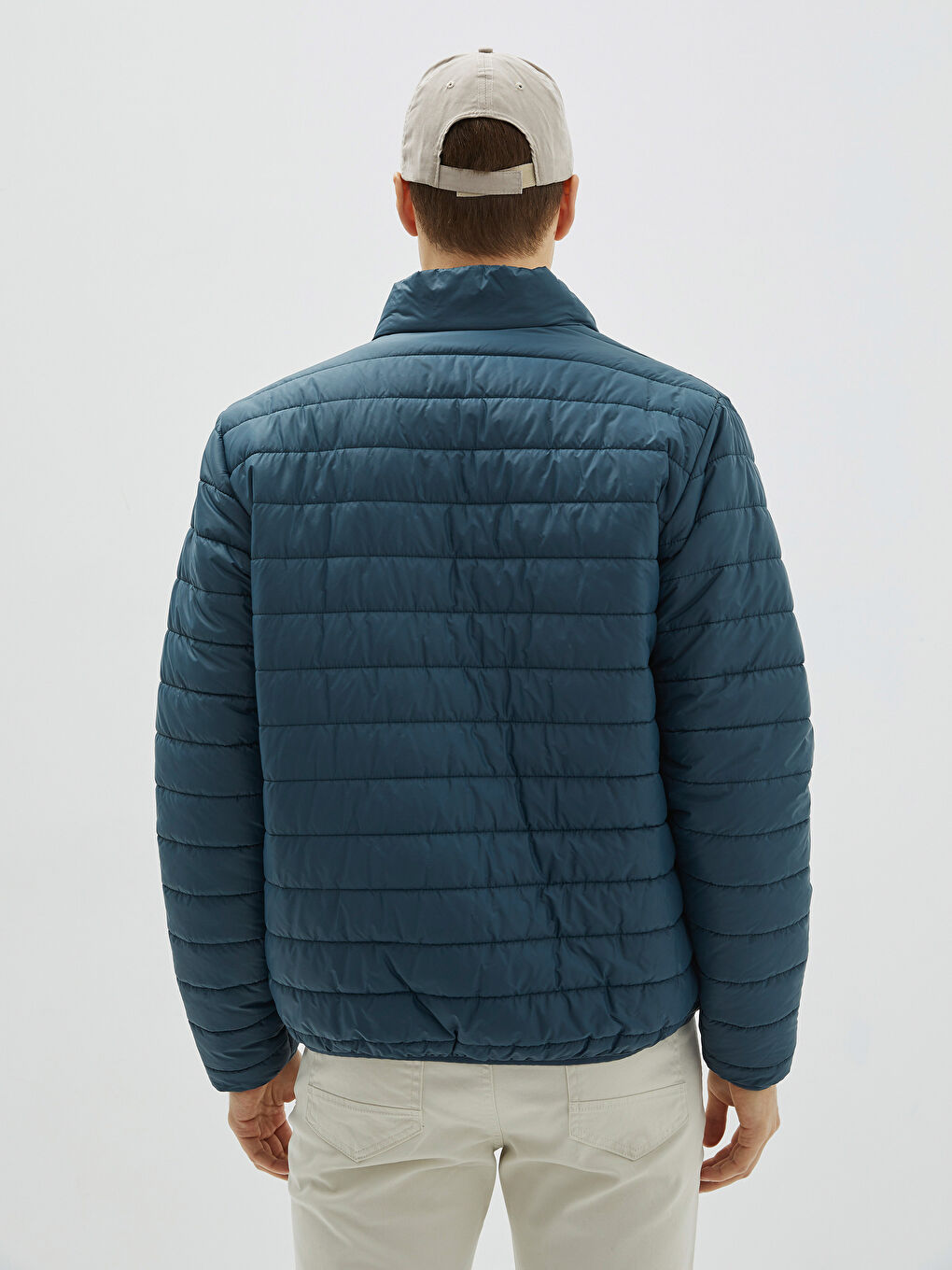 Standard Pattern Upright Collar Thin Men's Inflatable Coat-4