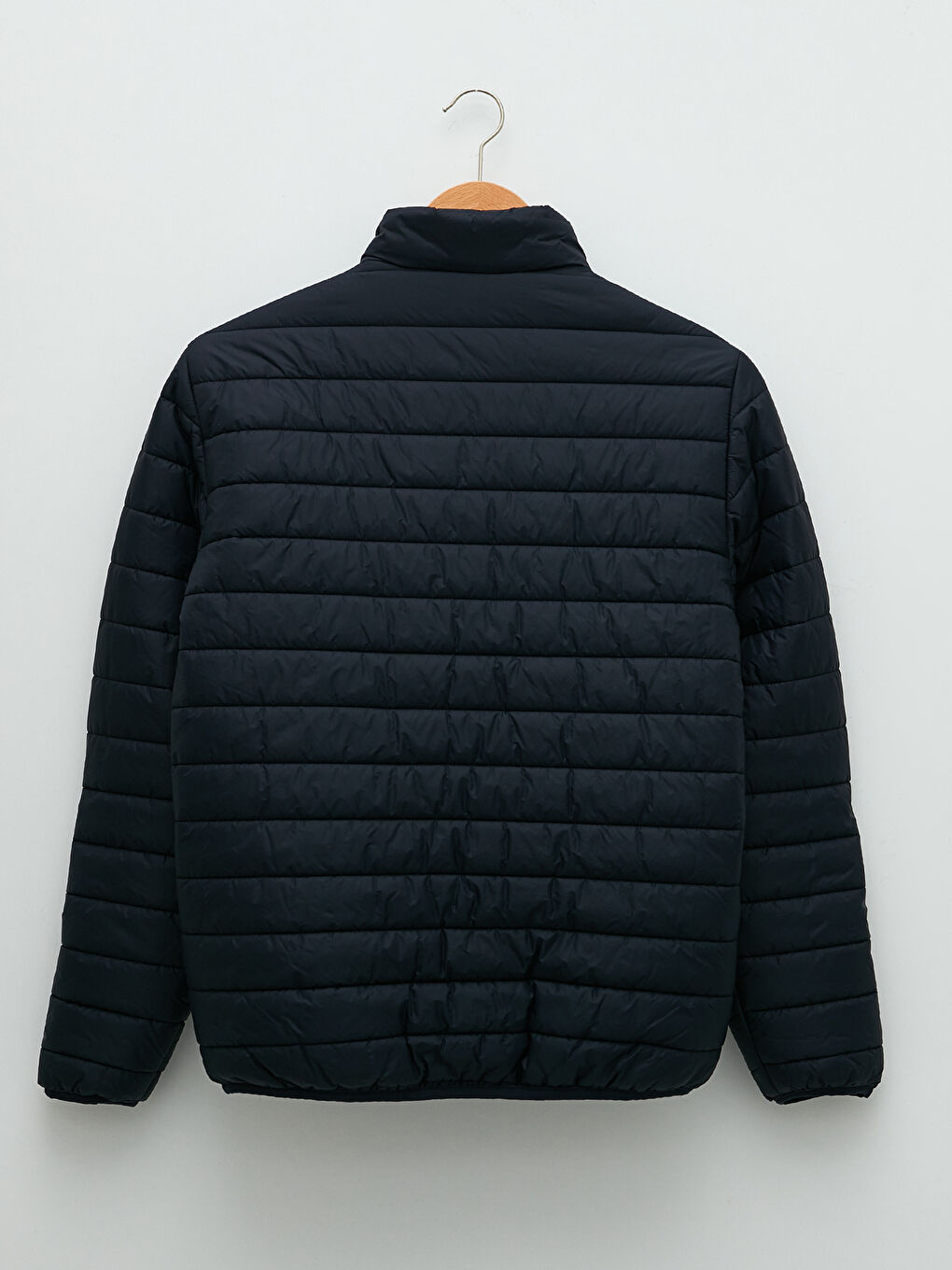 Lacivert Standart Kalıp Dik Yaka İnce Erkek Şişme Mont-6