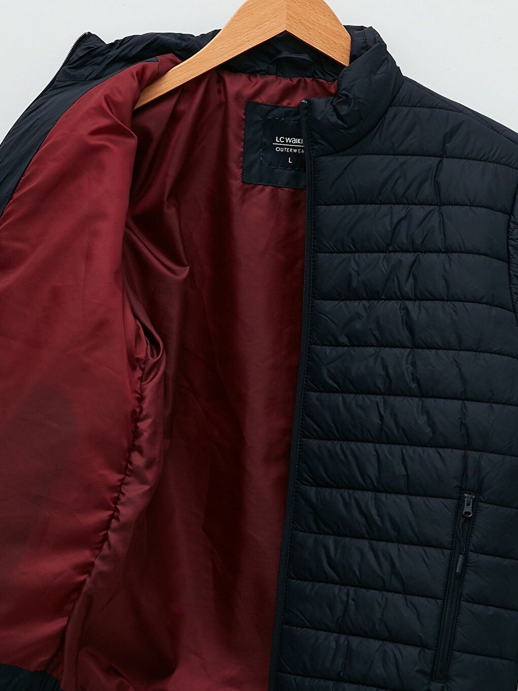 Lacivert Standart Kalıp Dik Yaka İnce Erkek Şişme Mont-7