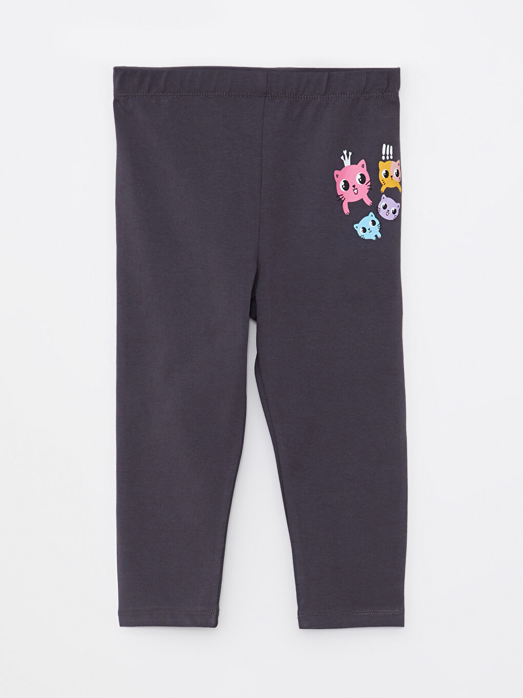 LCW Kids Elastic Waist Printed Cotton Girl 3/4 Length Leggings -S20172Z4-JNL