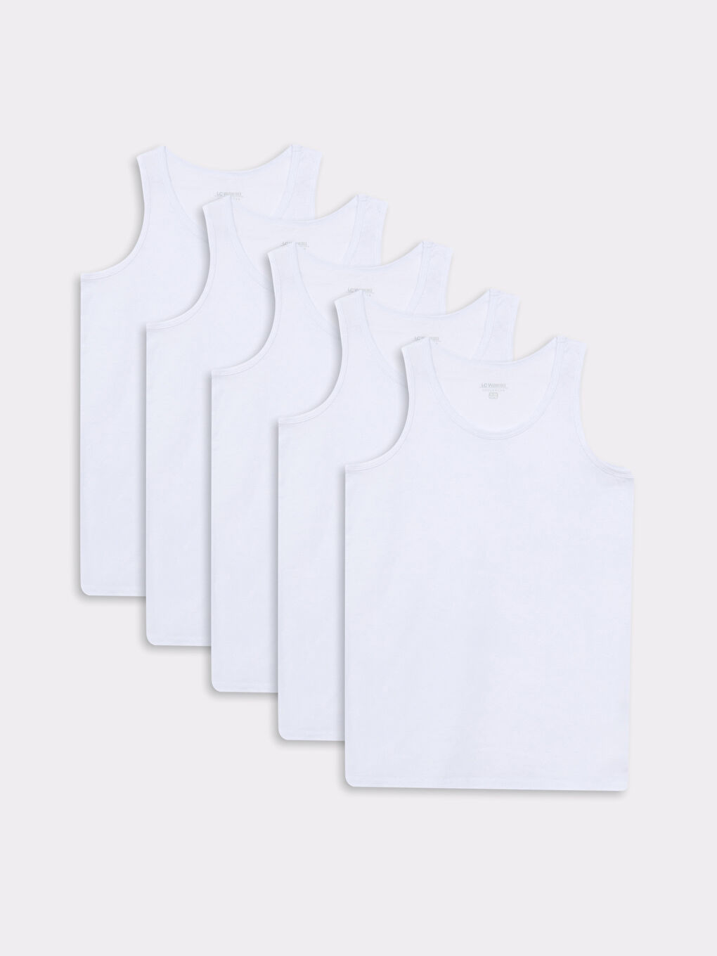 Beyaz Bisiklet Yaka Basic Pamuklu Erkek Çocuk Atlet 5'li