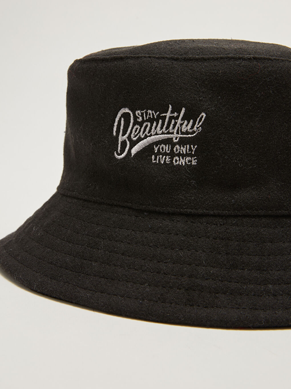 Letter Embroidered Stamp Women's Bucket Hat-3