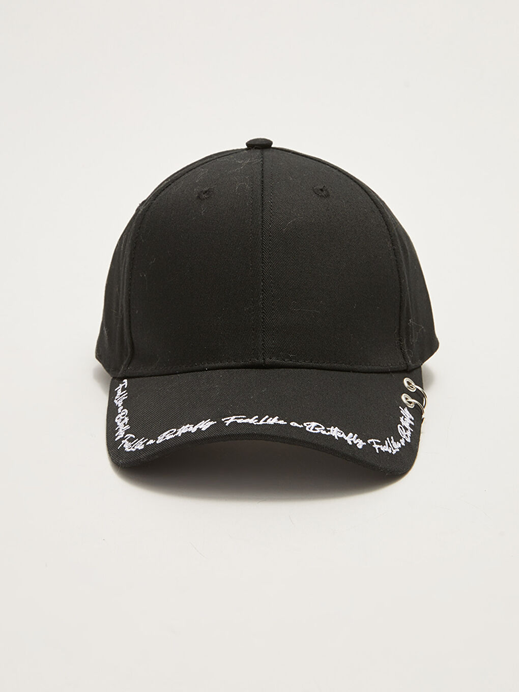 Letter Embroidered Bird Eye Detail Gabardine Women's Cap Hat-2