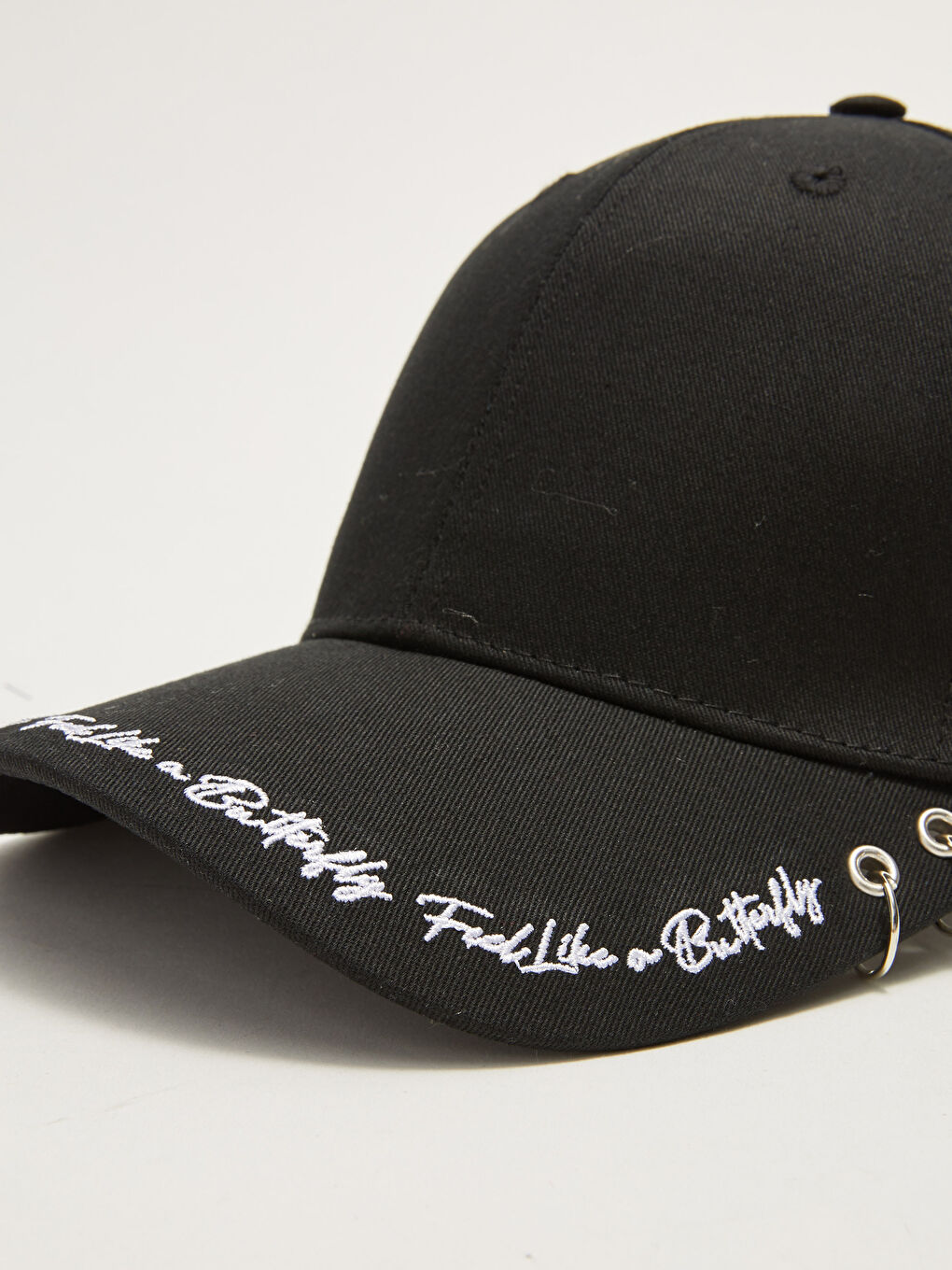 Letter Embroidered Bird Eye Detail Gabardine Women's Cap Hat-5