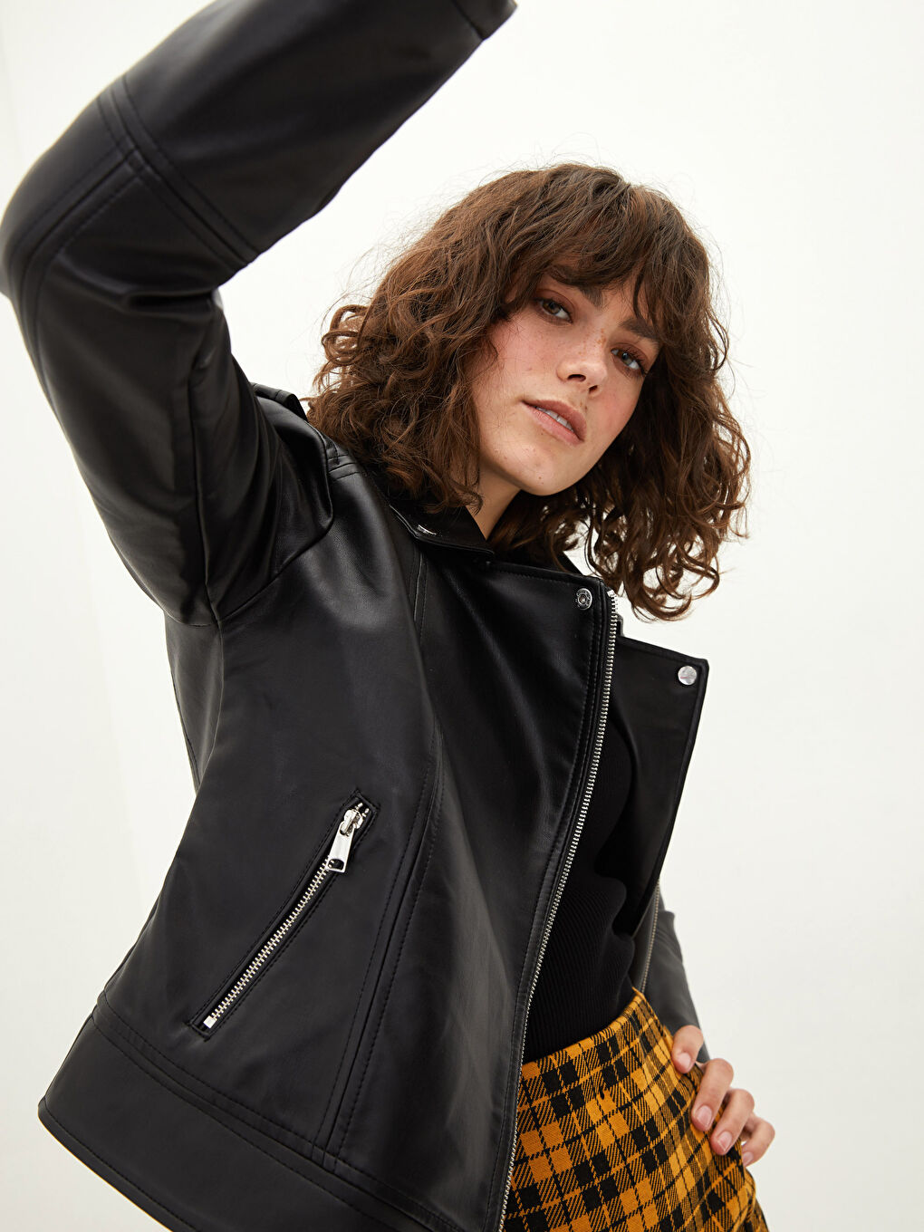 Woman BLACK Faux Leather Coat