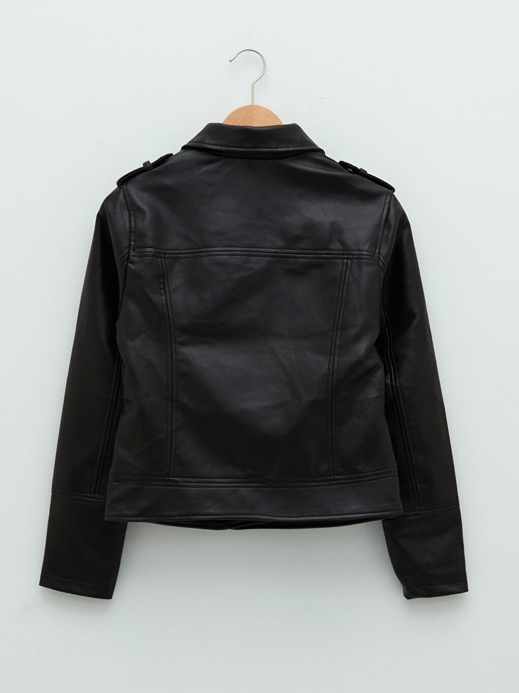 Woman BLACK Faux Leather Coat-8