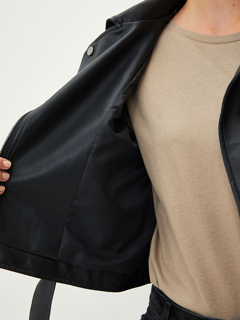 Woman BLACK Faux Leather Jacket-6