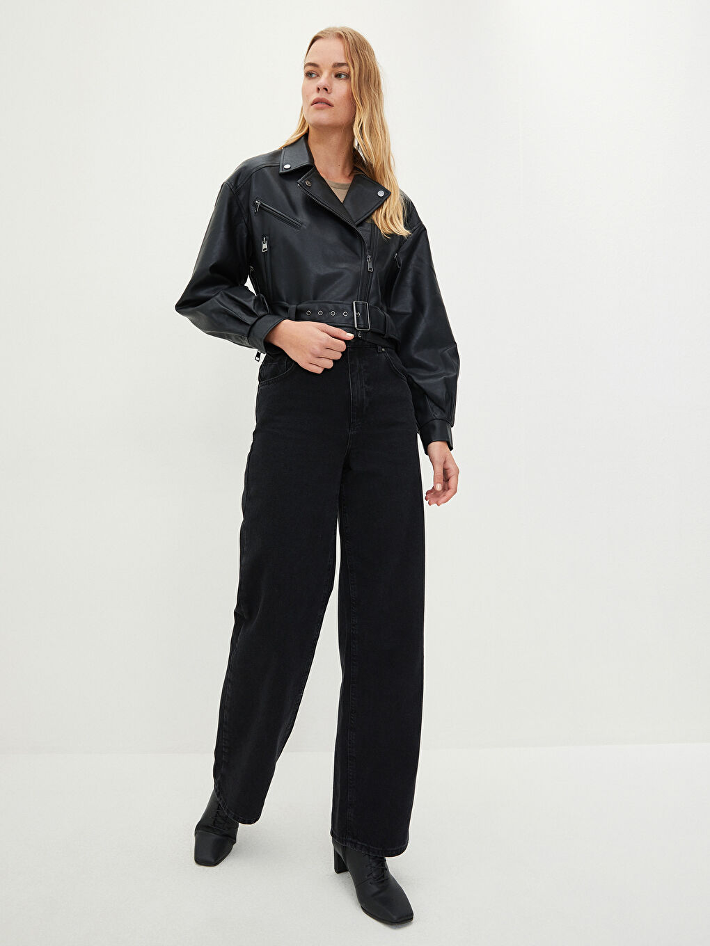 Woman BLACK Faux Leather Jacket-7