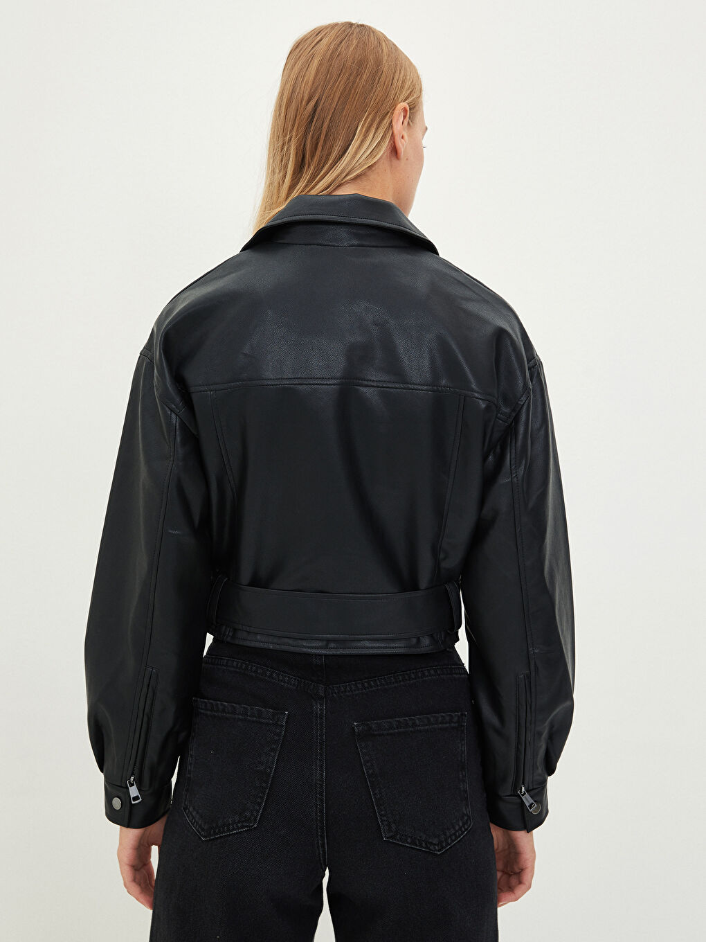 Woman BLACK Faux Leather Jacket-8