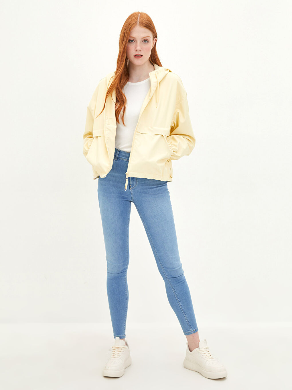Hooded Plain Long Sleeve Fisherman Fabric Women's Raincoat -S20250Z8-RVP